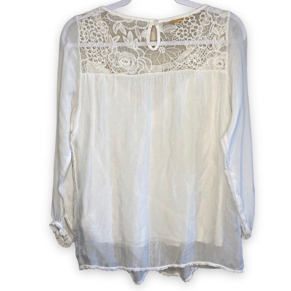 Bella Armore - Cream Silk Blend Boho Blouse - Size Medium - Picture 2 of 8